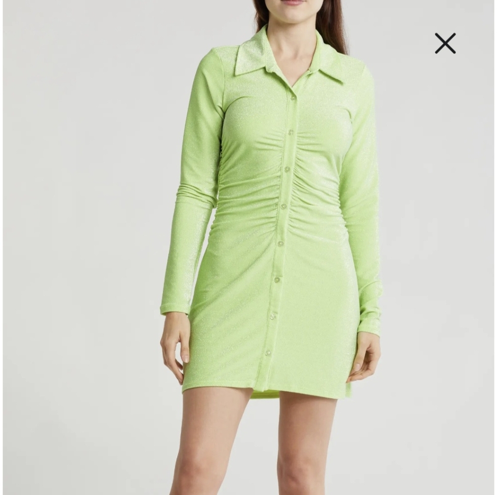 Good American Light Green Long Sleeve Dress